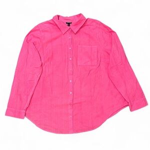 Torrid Women’s Cotton Button Down Shirt Pink Size 2X (18–20) NWT Gin Fizz Stripe
